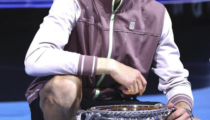World no. 1 Italian Jannik Sinner at his first US Open victory.